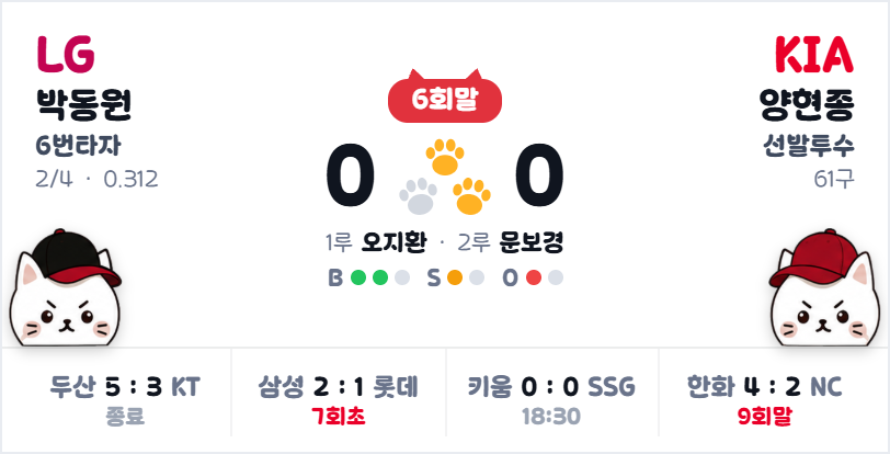 야옹 홈 위젯 경기 화면